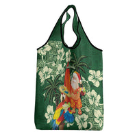 Moss Green Tropical Christmas Hawaii Tapa Grocery Bag Aloha Santa Drink Party - Polynesian Pride