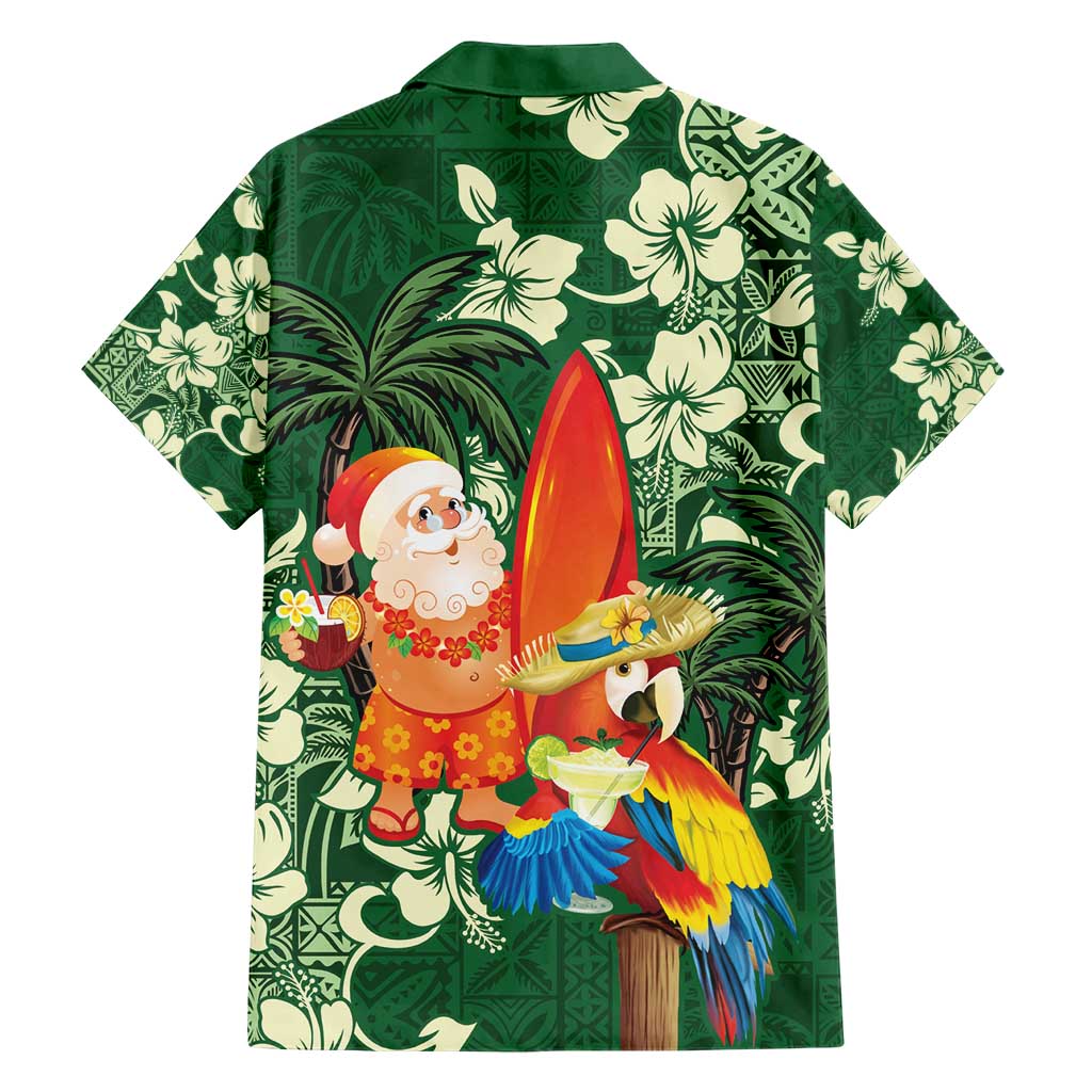 Moss Green Tropical Christmas Hawaii Tapa Hawaiian Shirt Aloha Santa Drink Party - Polynesian Pride