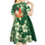 Moss Green Tropical Christmas Hawaii Tapa Kid Short Sleeve Dress Aloha Santa Drink Party - Polynesian Pride