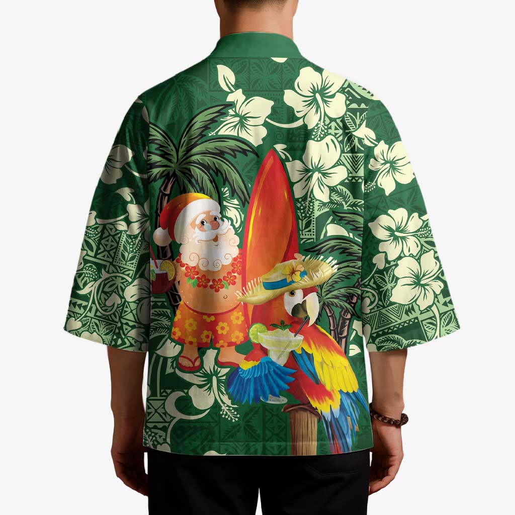 Moss Green Tropical Christmas Hawaii Tapa Kimono Aloha Santa Drink Party - Polynesian Pride
