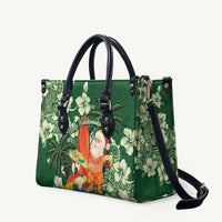 Moss Green Tropical Christmas Hawaii Tapa Leather Bag Aloha Santa Drink Party - Polynesian Pride