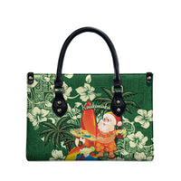 Moss Green Tropical Christmas Hawaii Tapa Leather Bag Aloha Santa Drink Party - Polynesian Pride