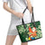 Moss Green Tropical Christmas Hawaii Tapa Leather Tote Bag Aloha Santa Drink Party - Polynesian Pride