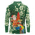 Moss Green Tropical Christmas Hawaii Tapa Long Sleeve Polo Shirt Aloha Santa Drink Party - Polynesian Pride