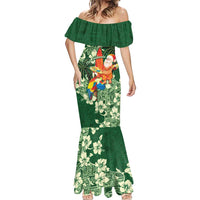 Moss Green Tropical Christmas Hawaii Tapa Mermaid Dress Aloha Santa Drink Party - Polynesian Pride
