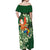 Moss Green Tropical Christmas Hawaii Tapa Off Shoulder Maxi Dress Aloha Santa Drink Party - Polynesian Pride