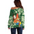 Moss Green Tropical Christmas Hawaii Tapa Off Shoulder Sweater Aloha Santa Drink Party - Polynesian Pride