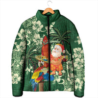 Moss Green Tropical Christmas Hawaii Tapa Padded Jacket Aloha Santa Drink Party - Polynesian Pride