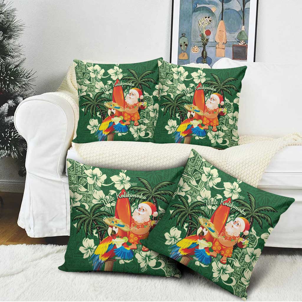 Moss Green Tropical Christmas Hawaii Tapa Pillow Cover Aloha Santa Drink Party - Polynesian Pride
