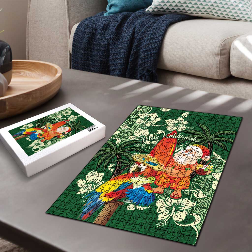 Moss Green Tropical Christmas Hawaii Tapa Puzzle Aloha Santa Drink Party - Polynesian Pride