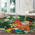 Moss Green Tropical Christmas Hawaii Tapa Round Carpet Aloha Santa Drink Party - Polynesian Pride