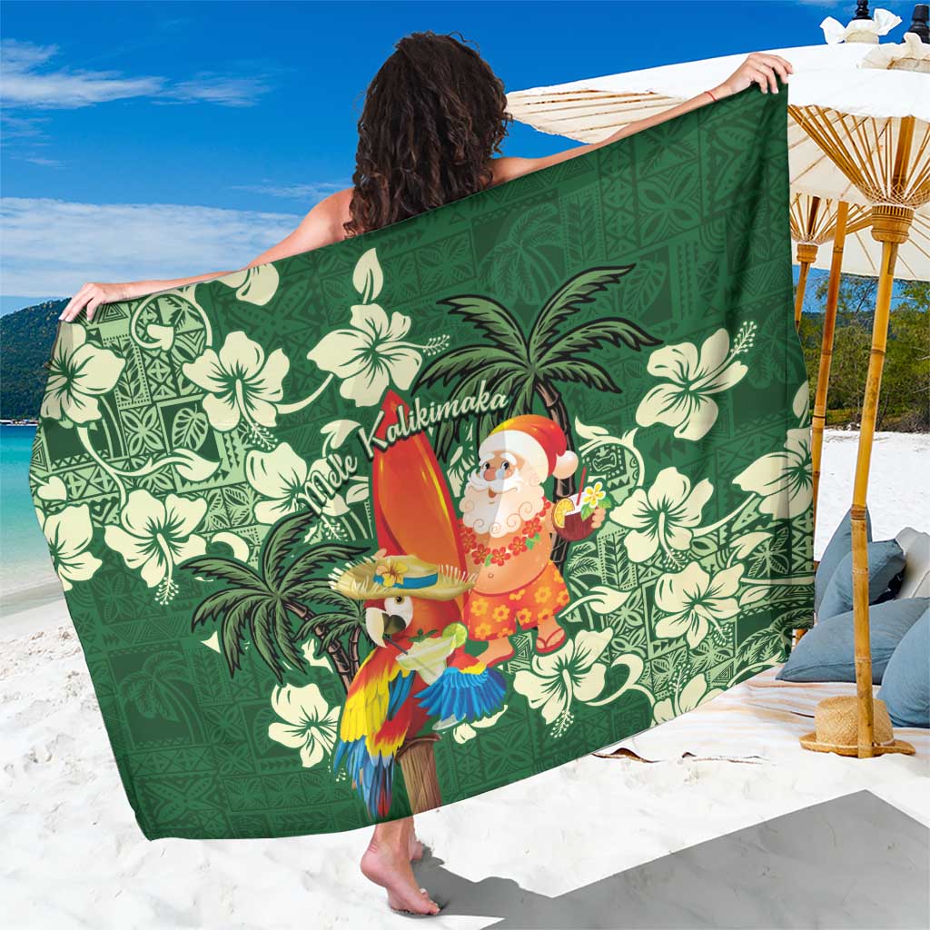 Moss Green Tropical Christmas Hawaii Tapa Sarong Aloha Santa Drink Party - Polynesian Pride