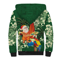 Moss Green Tropical Christmas Hawaii Tapa Sherpa Hoodie Aloha Santa Drink Party - Polynesian Pride