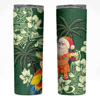 Moss Green Tropical Christmas Hawaii Tapa Skinny Tumbler Aloha Santa Drink Party - Polynesian Pride