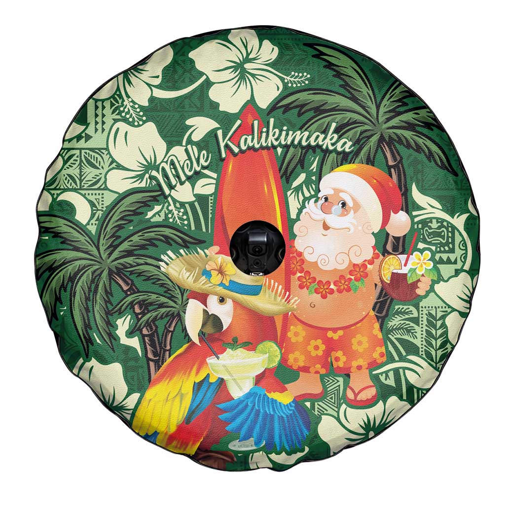 Moss Green Tropical Christmas Hawaii Tapa Spare Tire Cover Aloha Santa Drink Party - Polynesian Pride