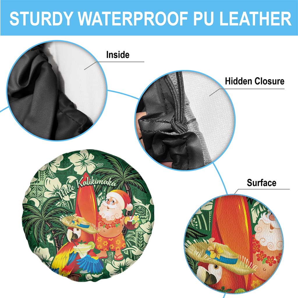 Moss Green Tropical Christmas Hawaii Tapa Spare Tire Cover Aloha Santa Drink Party - Polynesian Pride