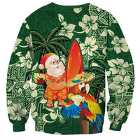 Moss Green Tropical Christmas Hawaii Tapa Sweatshirt Aloha Santa Drink Party - Polynesian Pride