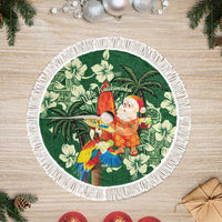 Moss Green Tropical Christmas Hawaii Tapa Tree Skirt Aloha Santa Drink Party - Polynesian Pride