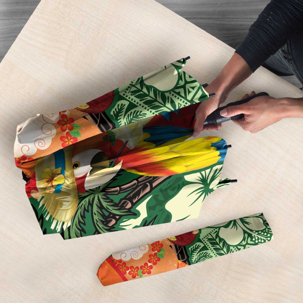 Moss Green Tropical Christmas Hawaii Tapa Umbrella Aloha Santa Drink Party - Polynesian Pride