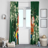 Moss Green Tropical Christmas Hawaii Tapa Window Curtain Aloha Santa Drink Party - Polynesian Pride