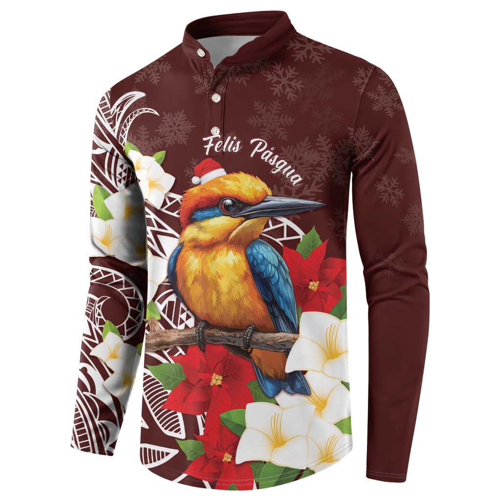 Felis Pasgua Guam Button Sweatshirt Christmas Sihek Kingfisher with Guasali