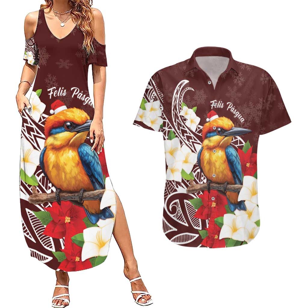 Felis Pasgua Guam Couples Matching Summer Maxi Dress and Hawaiian Shirt Christmas Sihek Kingfisher with Guasali