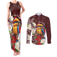 Felis Pasgua Guam Couples Matching Tank Maxi Dress and Long Sleeve Button Shirt Christmas Sihek Kingfisher with Guasali