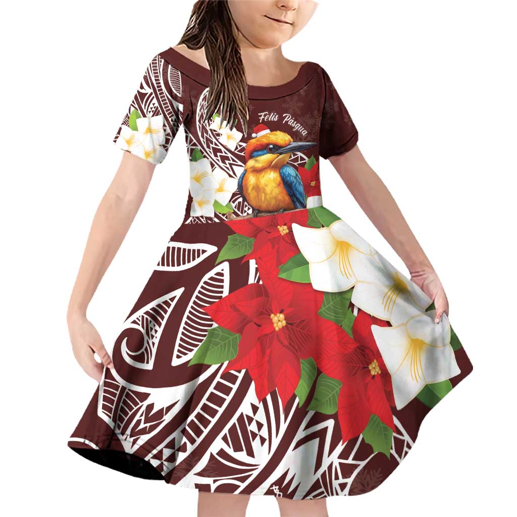 Felis Pasgua Guam Family Matching Off Shoulder Short Dress and Hawaiian Shirt Christmas Sihek Kingfisher with Guasali