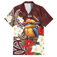 Felis Pasgua Guam Family Matching Tank Maxi Dress and Hawaiian Shirt Christmas Sihek Kingfisher with Guasali LT7 Dad's Shirt - Short Sleeve Crimson - Polynesian Pride