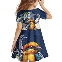 Hafa Adai Guam Kid Short Sleeve Dress Sihek Guam Kingfisher with Guasali