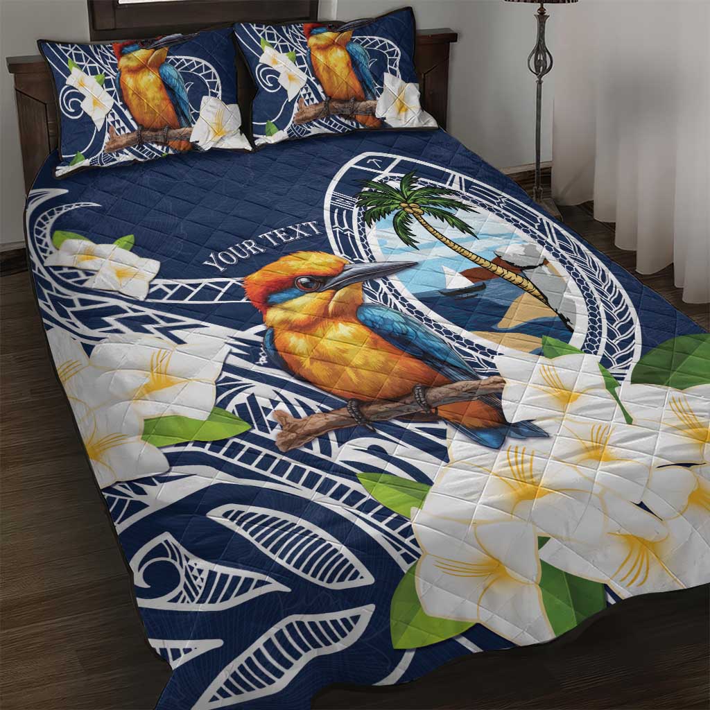 Hafa Adai Guam Quilt Bed Set Sihek Guam Kingfisher with Guasali