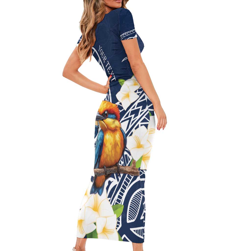 Hafa Adai Guam Short Sleeve Bodycon Dress Sihek Guam Kingfisher with Guasali LT7 - Polynesian Pride