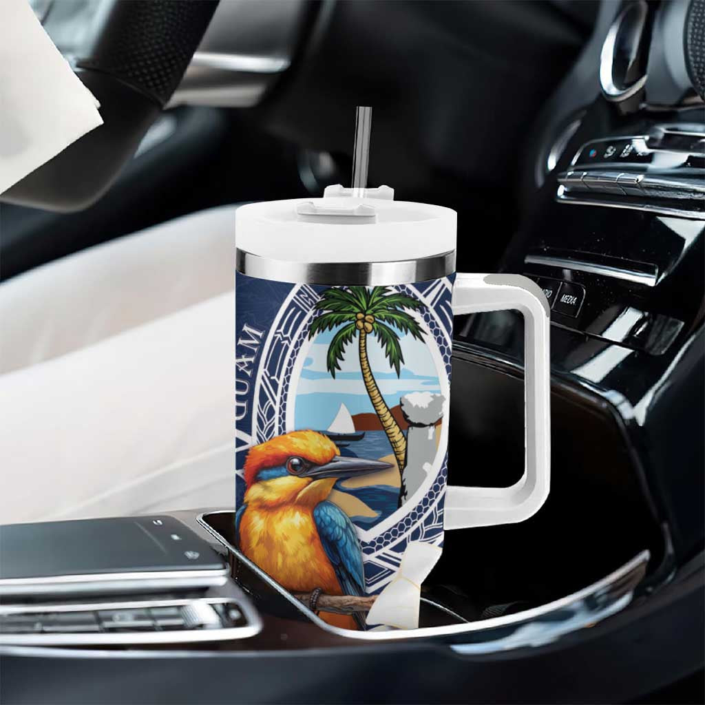 Hafa Adai Guam Tumbler With Handle Sihek Guam Kingfisher with Guasali LT7