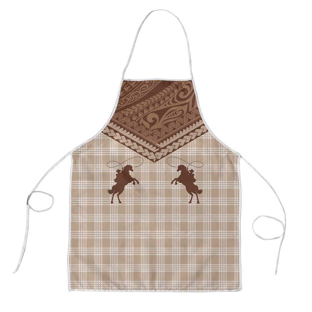 Aloha Hawaii Cowboys Paniolo Apron Beige Palaka LT7 Beige - Polynesian Pride