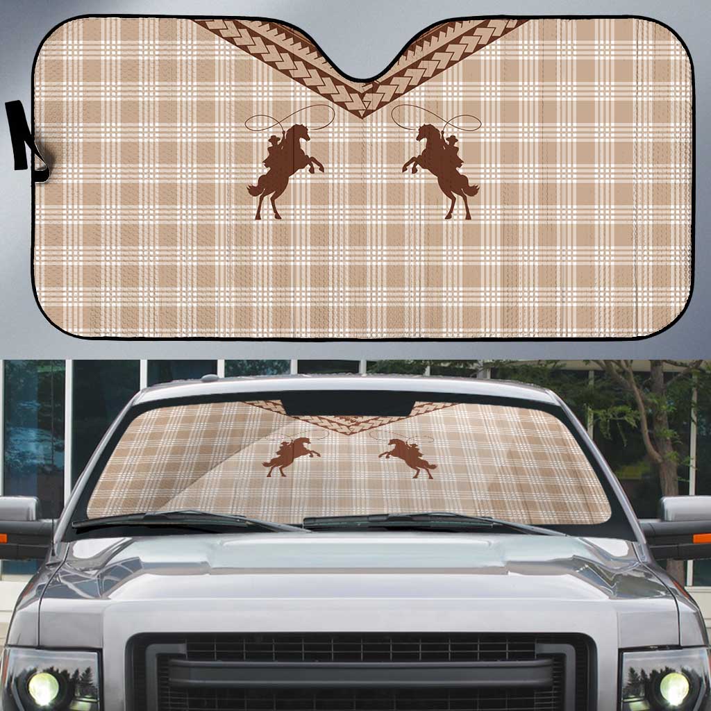 Aloha Hawaii Cowboys Paniolo Auto Sun Shade Beige Palaka - Polynesian Pride