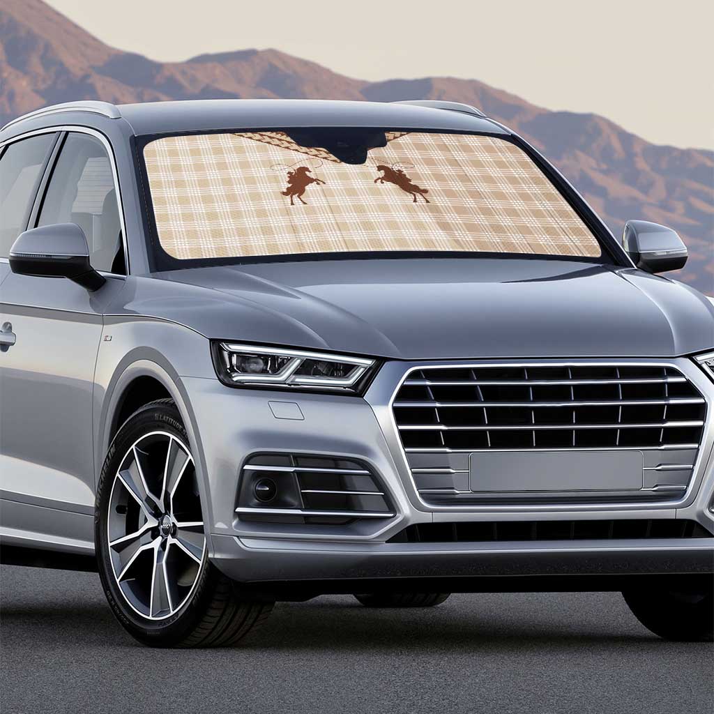 Aloha Hawaii Cowboys Paniolo Auto Sun Shade Beige Palaka - Polynesian Pride