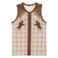 Aloha Hawaii Cowboys Paniolo Basketball Jersey Beige Palaka LT7 Unisex Beige - Polynesian Pride