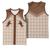 Aloha Hawaii Cowboys Paniolo Basketball Jersey Beige Palaka LT7 - Polynesian Pride