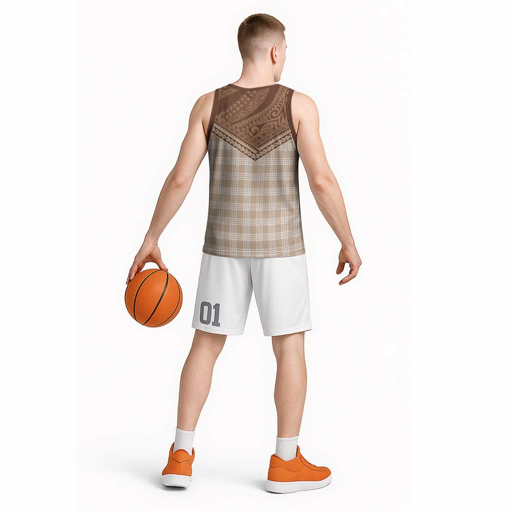 Aloha Hawaii Cowboys Paniolo Basketball Jersey Beige Palaka LT7 - Polynesian Pride