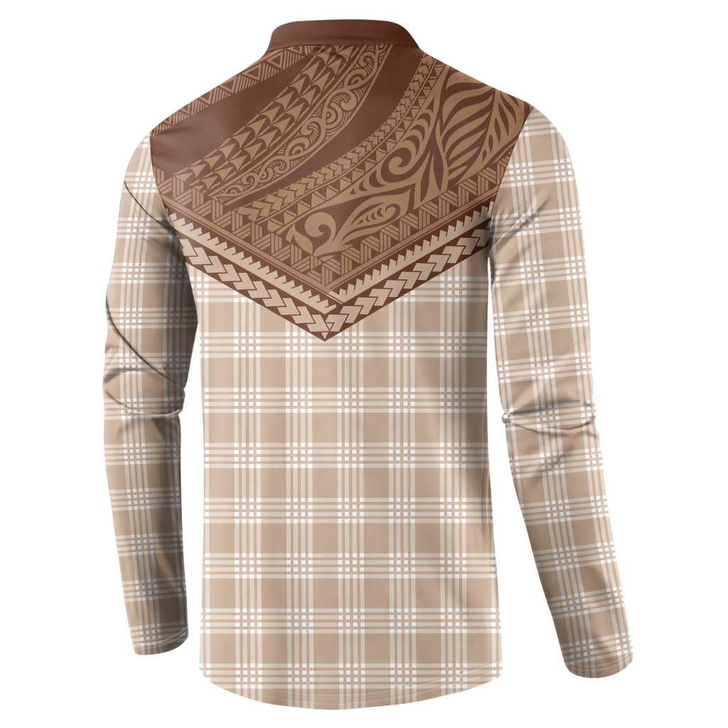 Aloha Hawaii Cowboys Paniolo Button Sweatshirt Beige Palaka LT7 - Polynesian Pride