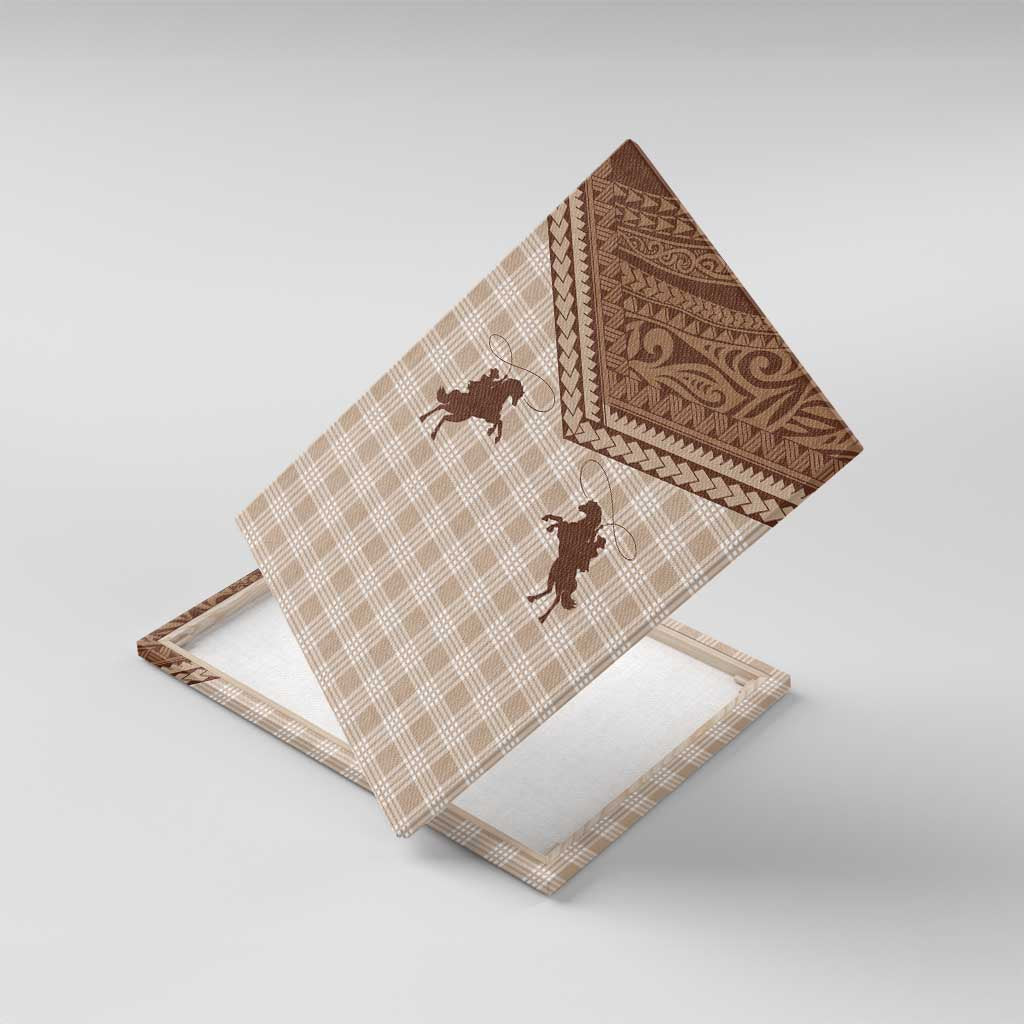 Aloha Hawaii Cowboys Paniolo Canvas Wall Art Beige Palaka - Polynesian Pride