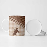 Aloha Hawaii Cowboys Paniolo Ceramic Mug Beige Palaka - Polynesian Pride
