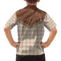 Aloha Hawaii Cowboys Paniolo Family Matching Puletasi and Hawaiian Shirt Beige Palaka - Polynesian Pride