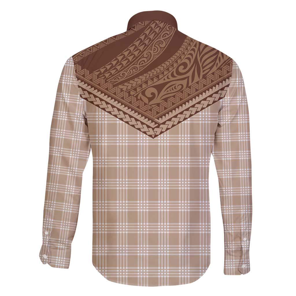 Aloha Hawaii Cowboys Paniolo Family Matching Puletasi and Hawaiian Shirt Beige Palaka - Polynesian Pride