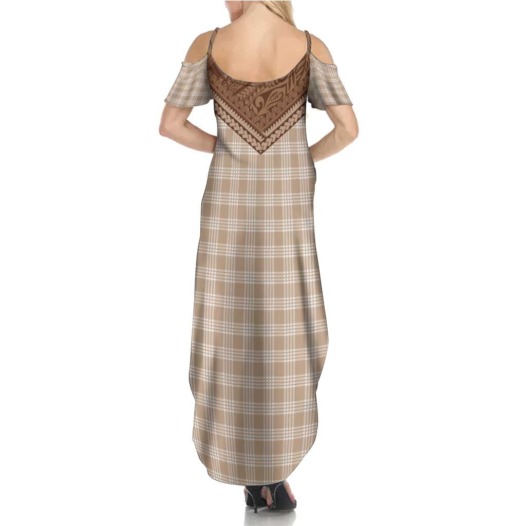 Aloha Hawaii Cowboys Paniolo Family Matching Summer Maxi Dress and Hawaiian Shirt Beige Palaka - Polynesian Pride