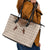 Aloha Hawaii Cowboys Paniolo Leather Tote Bag Beige Palaka - Polynesian Pride