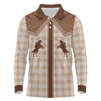 Aloha Hawaii Cowboys Paniolo Long Sleeve Polo Shirt Beige Palaka - Polynesian Pride