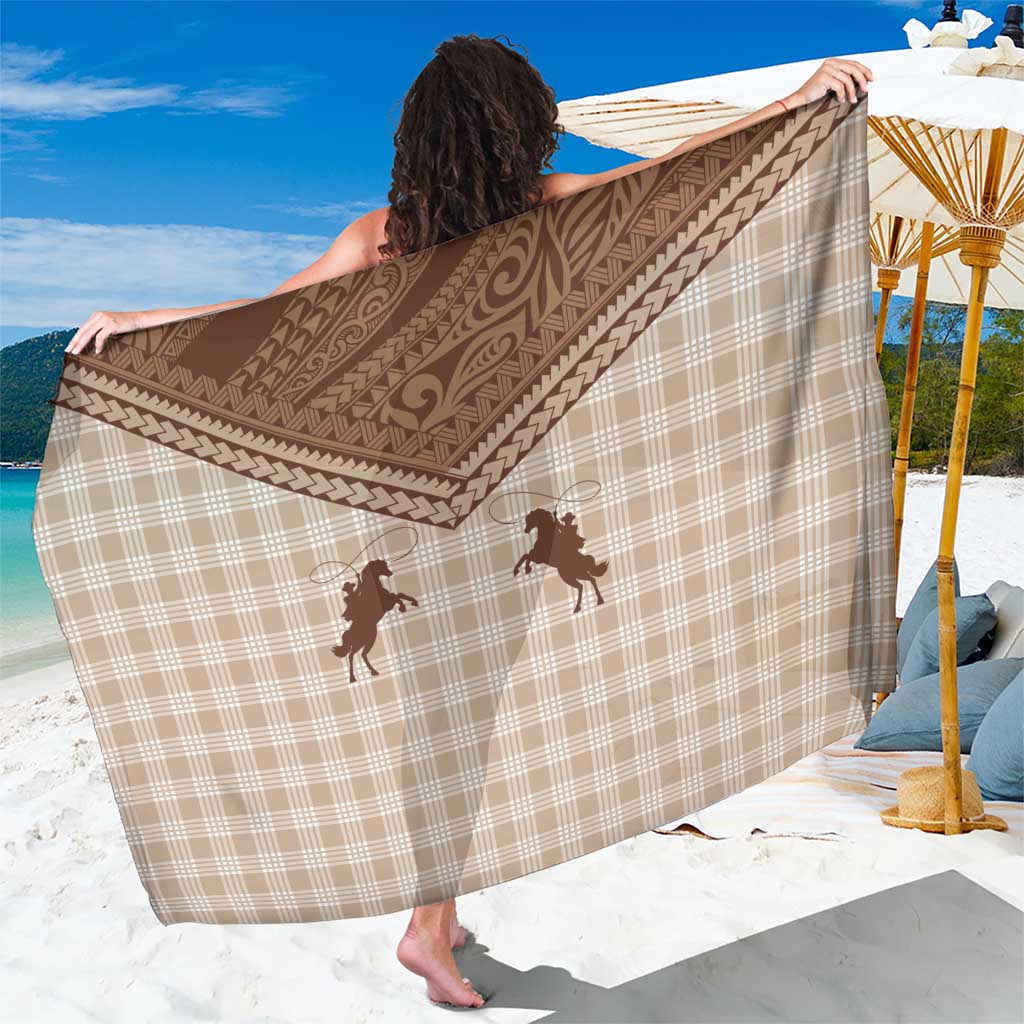Aloha Hawaii Cowboys Paniolo Sarong Beige Palaka - Polynesian Pride