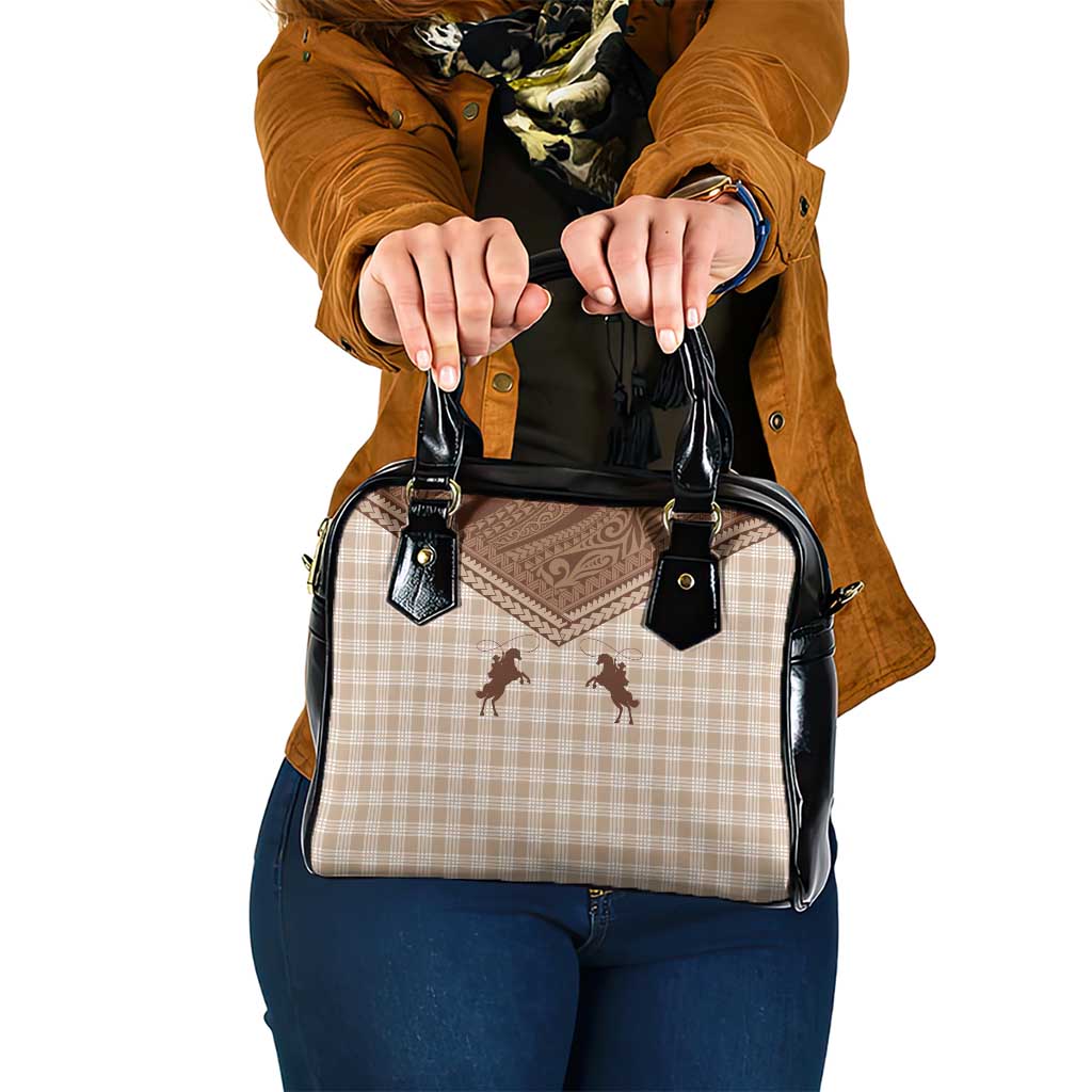 Aloha Hawaii Cowboys Paniolo Shoulder Handbag Beige Palaka LT7 One Size Beige - Polynesian Pride