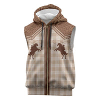 Aloha Hawaii Cowboys Paniolo Sleeveless Zip Hoodie Beige Palaka - Polynesian Pride